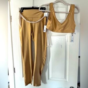 Metallic Gold Nylon/Spandex sports top and leggings set